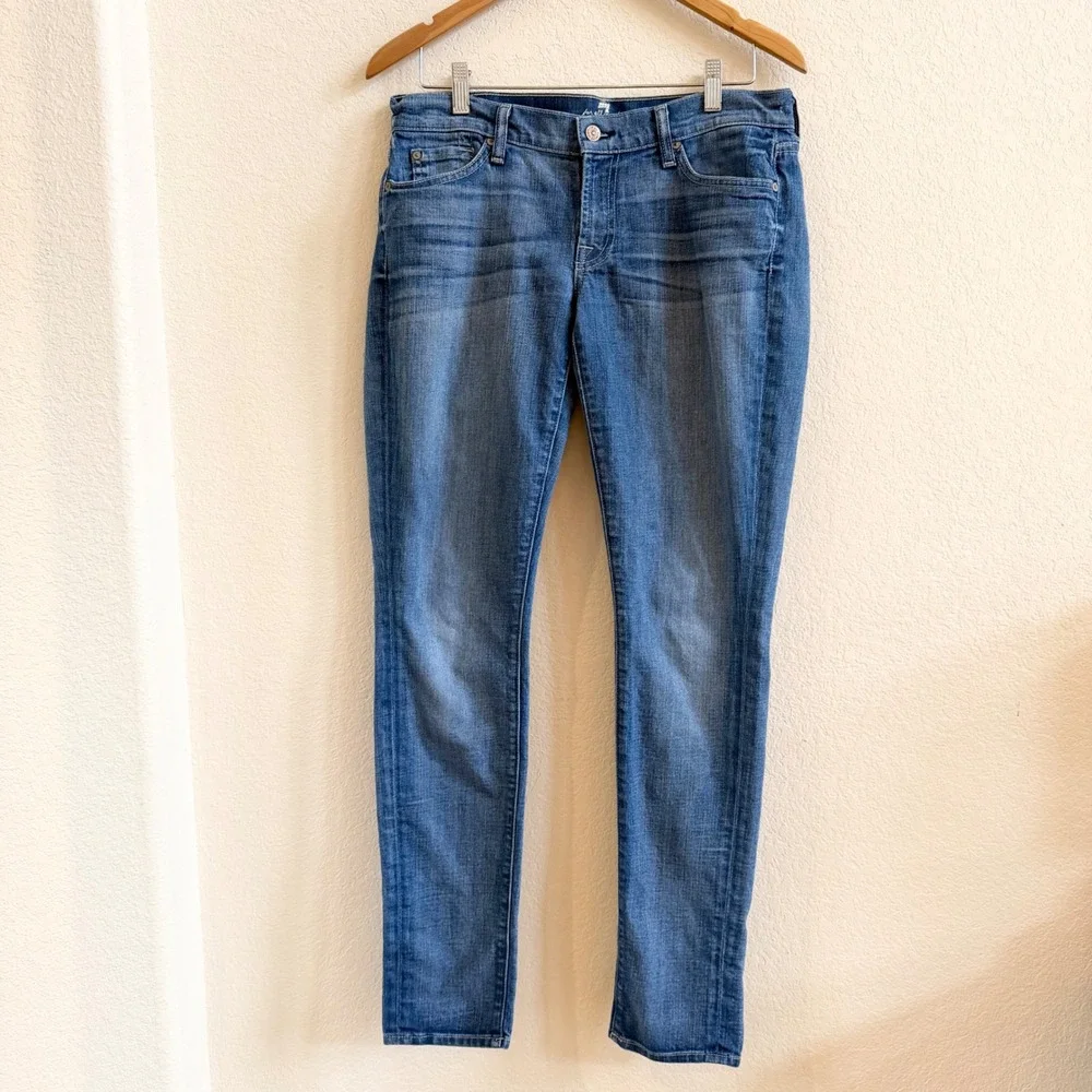7 For All Mankind Roxanne Slim Straight Leg‎ Jeans Medium Wash Blue Size 30